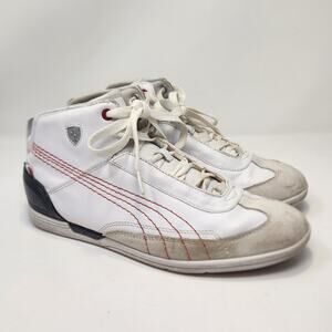 Puma Ferrari Driving Force Mid SF Sneaker Men Size 9 White Leather Athletic Shoe